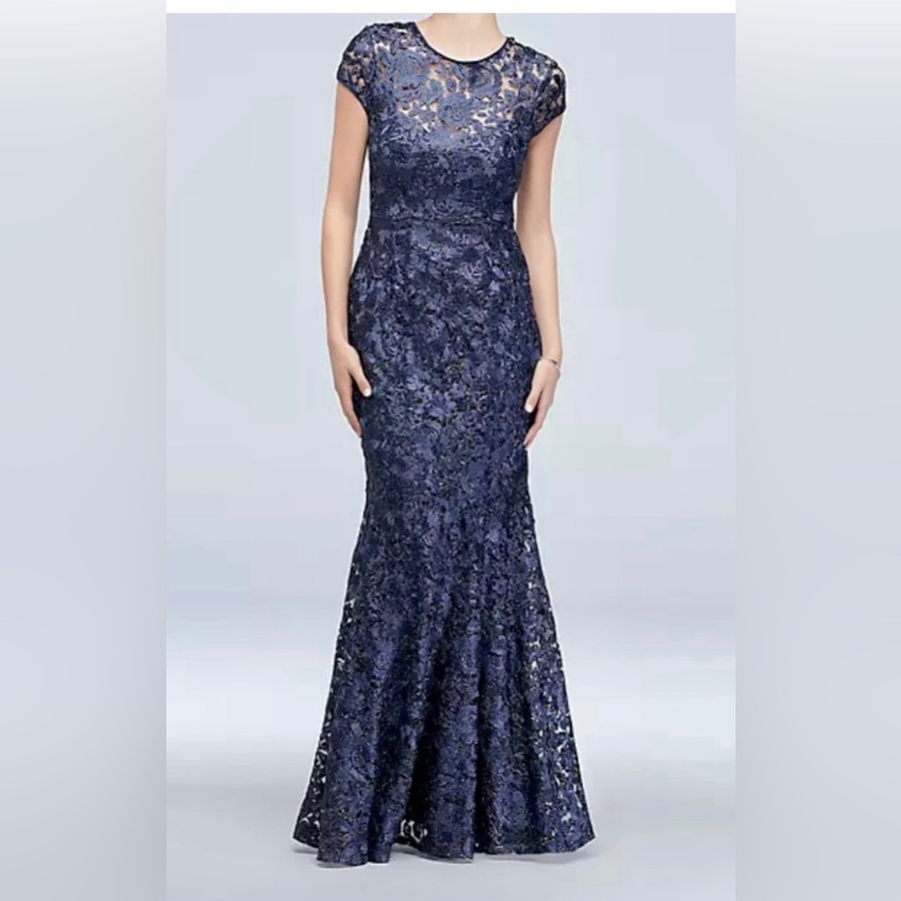 Long evening gown, mother of the bride dress, deep blue, size 6 (fits tall) NWT